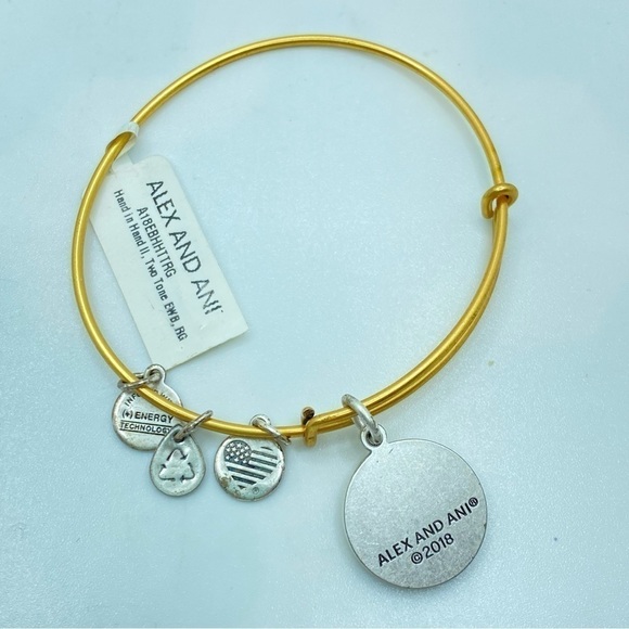 𝅺ALEX And Ani Hand In Hand Two-Tone Charm Bangle Bracelet New With Tag - Picture 3 of 4